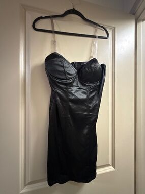Black satin like dress - Mini
